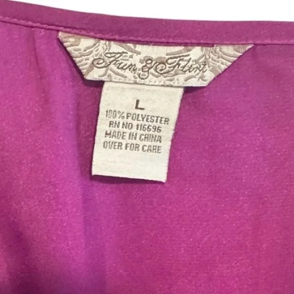 Fun and Flirt Women's Purple Boho Tunic Top with Crochet Trim Size Large - Picture 2 of 9